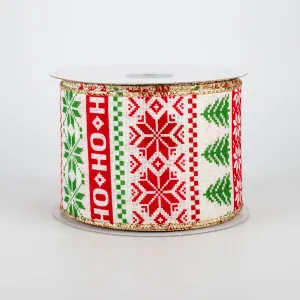2.5" Holiday Sweater Ribbon: Red, Green, Gold (10 Yards)