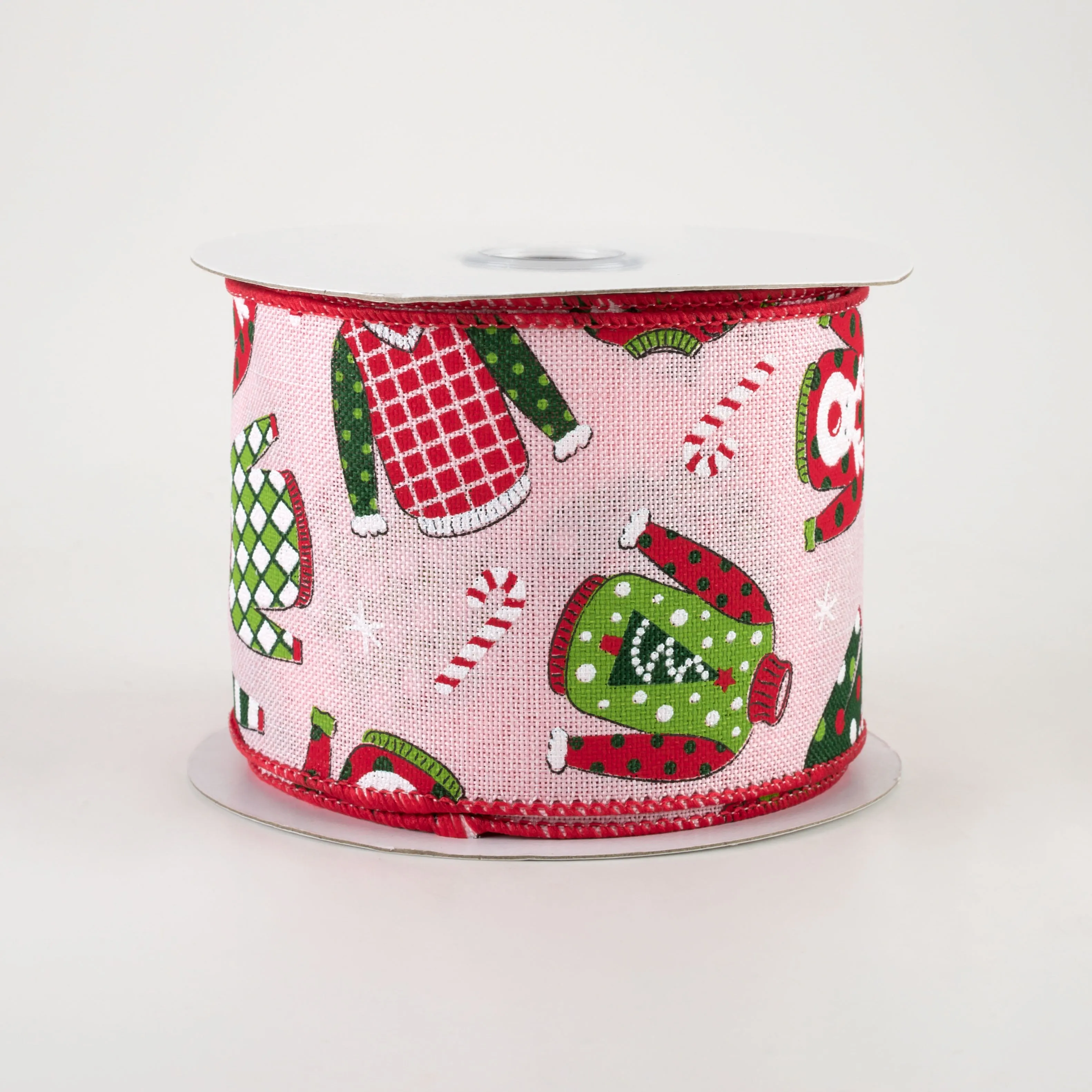 2.5" Ugly Christmas Sweaters Ribbon: Pale Pink (10 Yards)