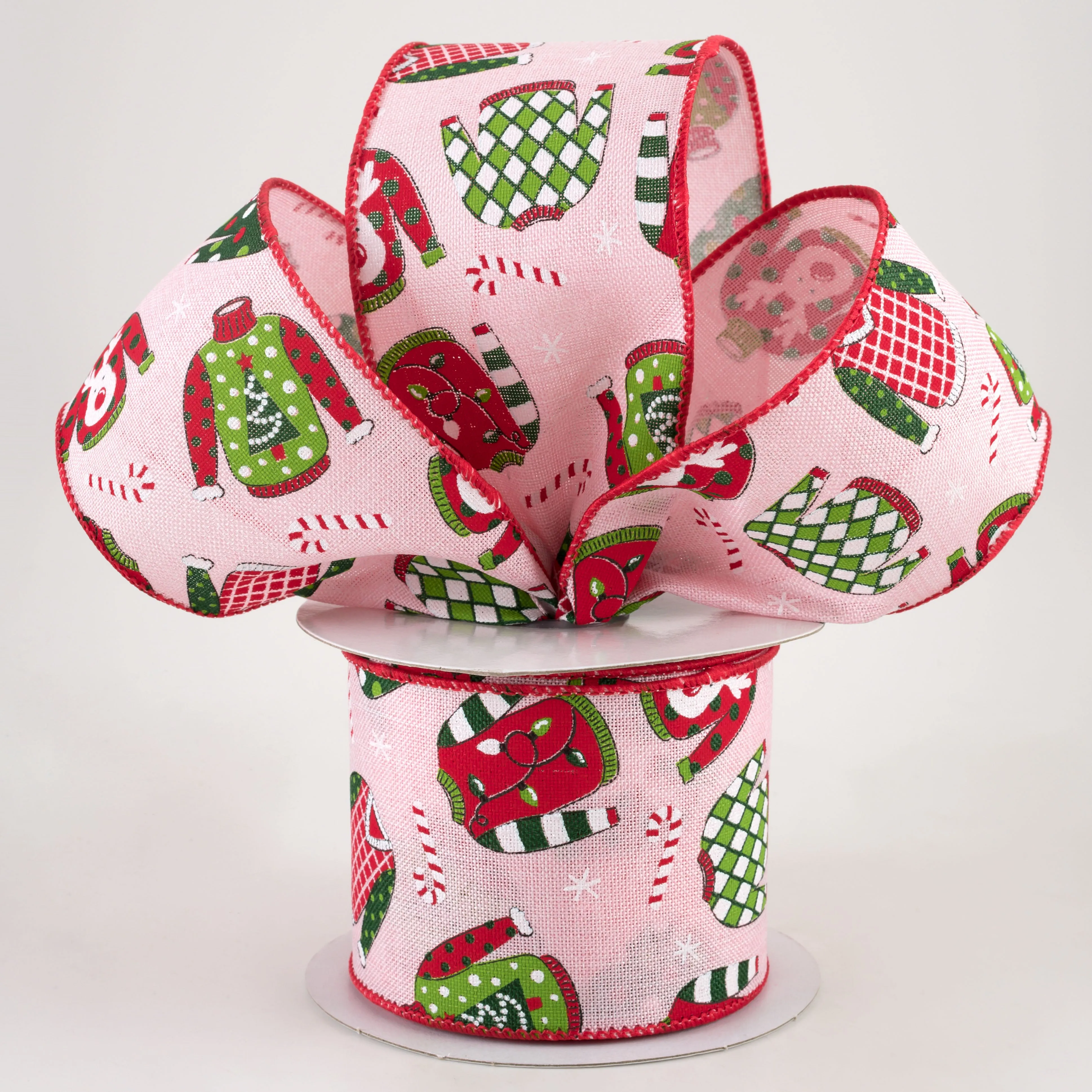 2.5" Ugly Christmas Sweaters Ribbon: Pale Pink (10 Yards)