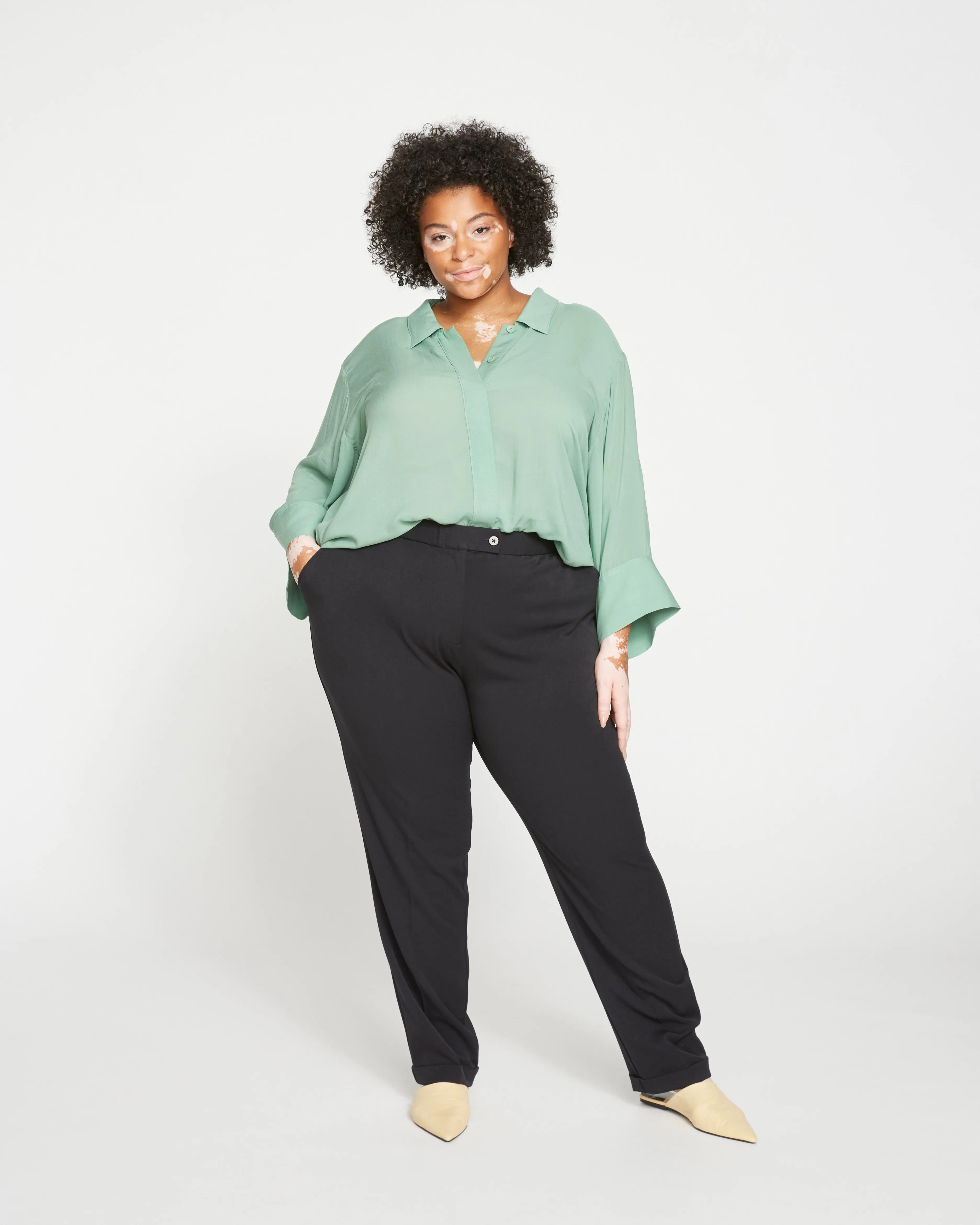 All Day Cuffed Cigarette Pants - Black
