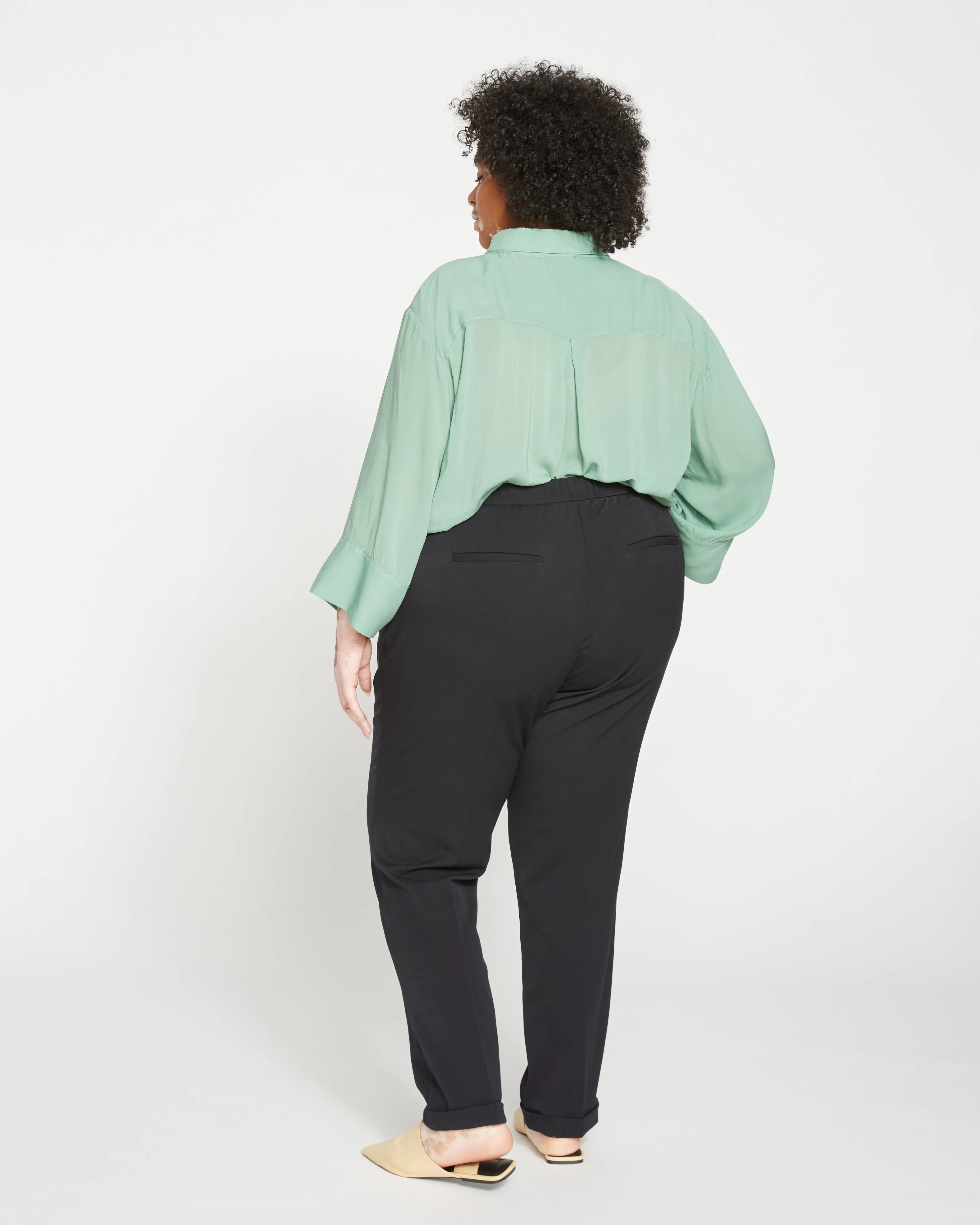 All Day Cuffed Cigarette Pants - Black