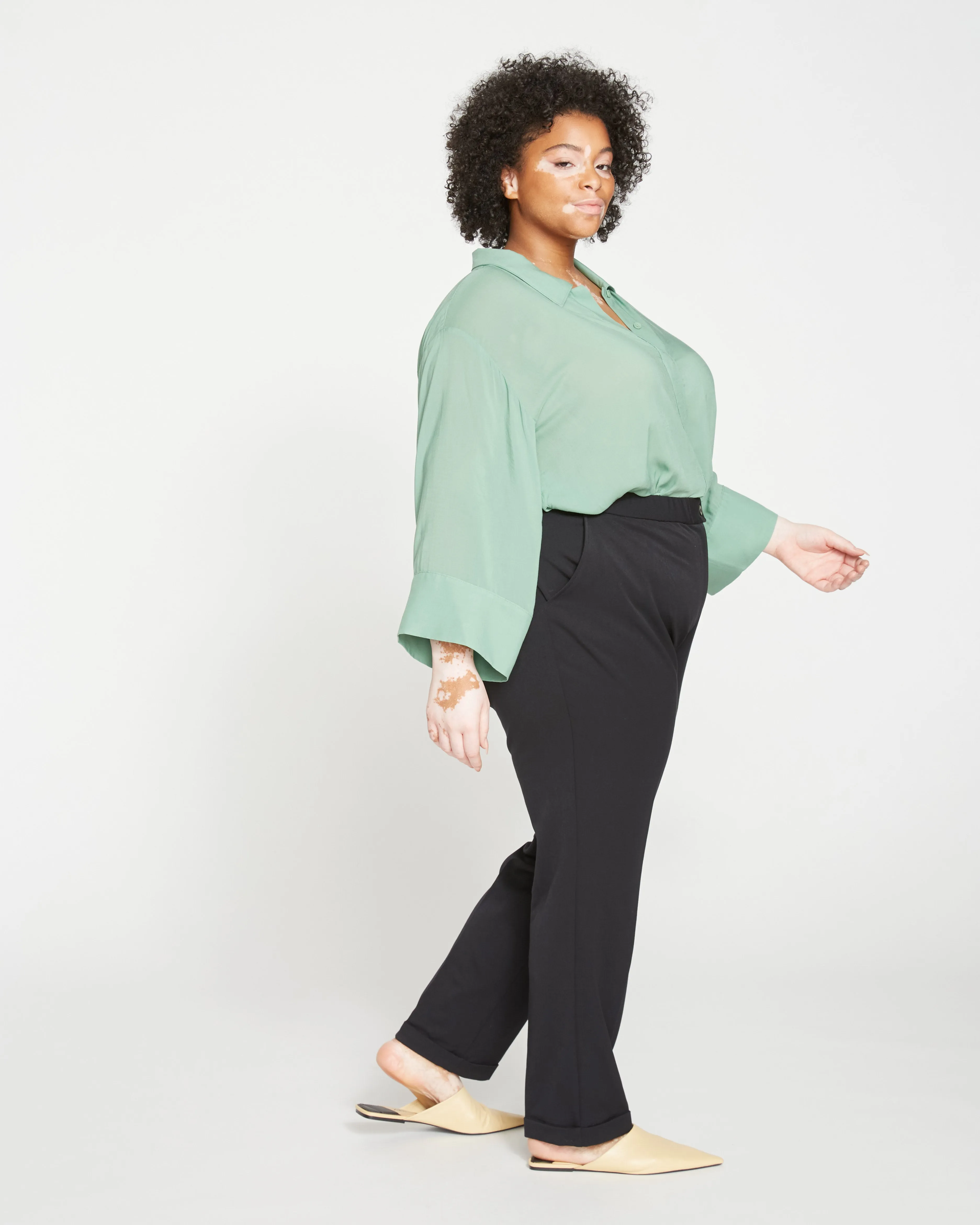 All Day Cuffed Cigarette Pants - Black