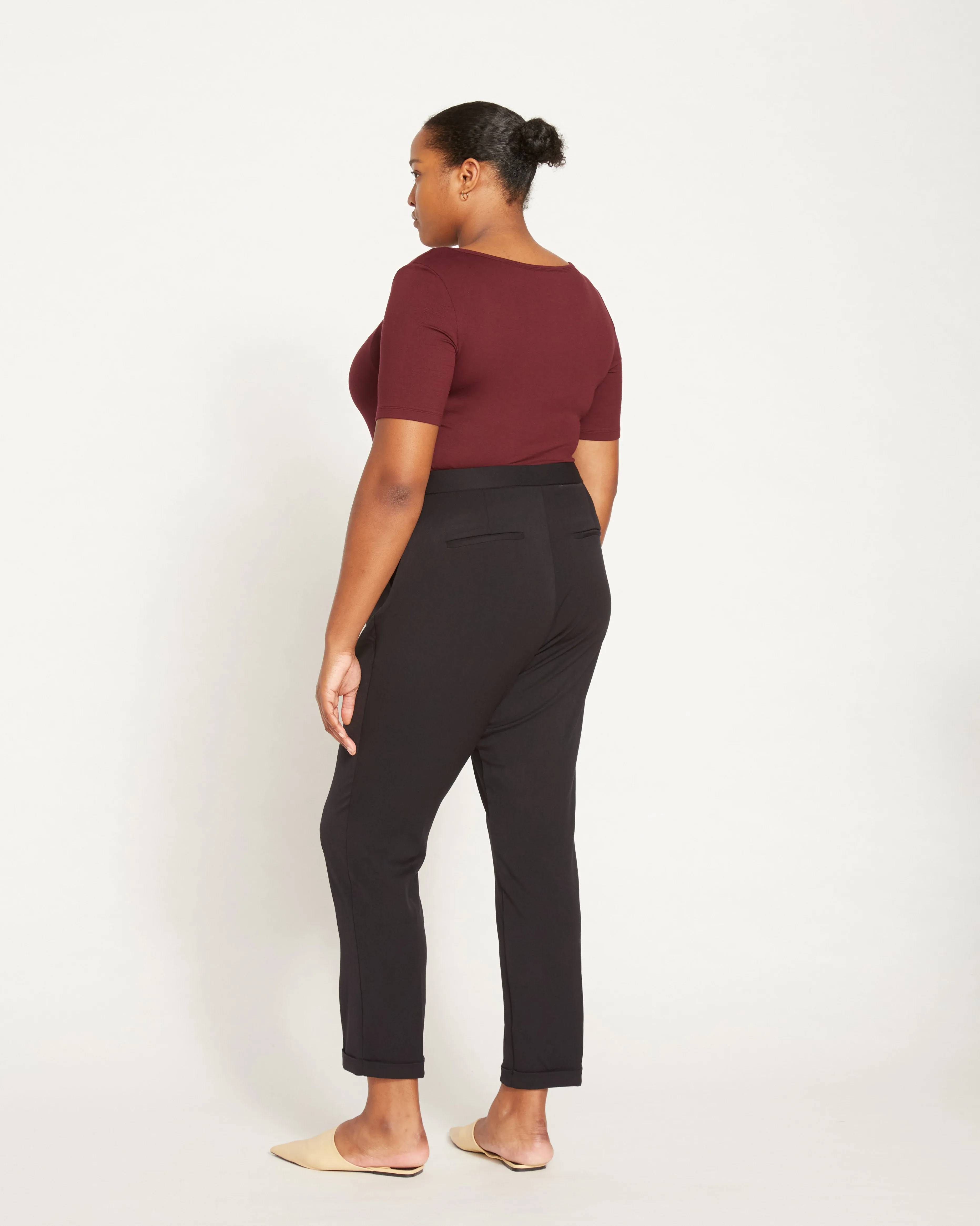 All Day Cuffed Cigarette Pants - Black