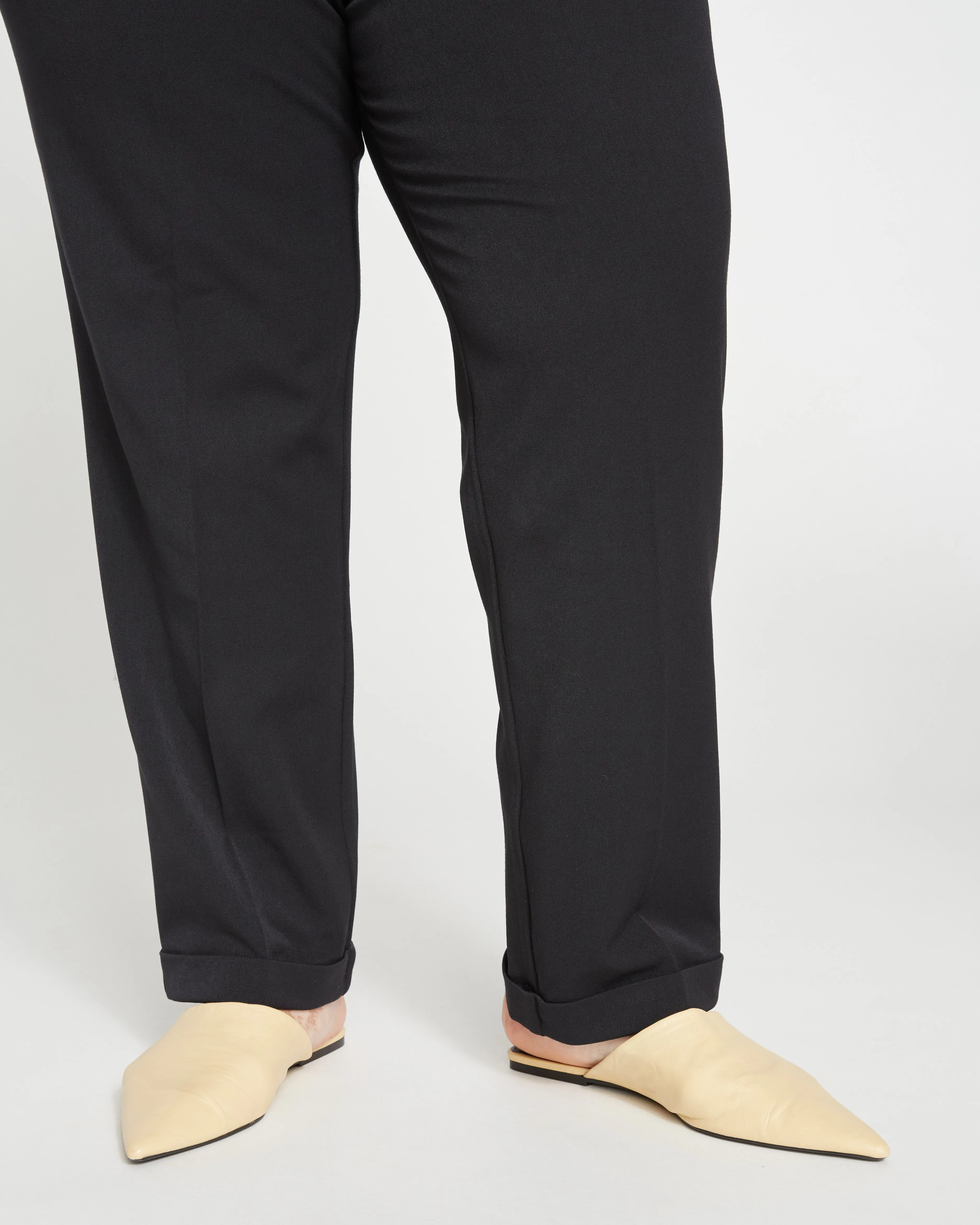 All Day Cuffed Cigarette Pants - Black