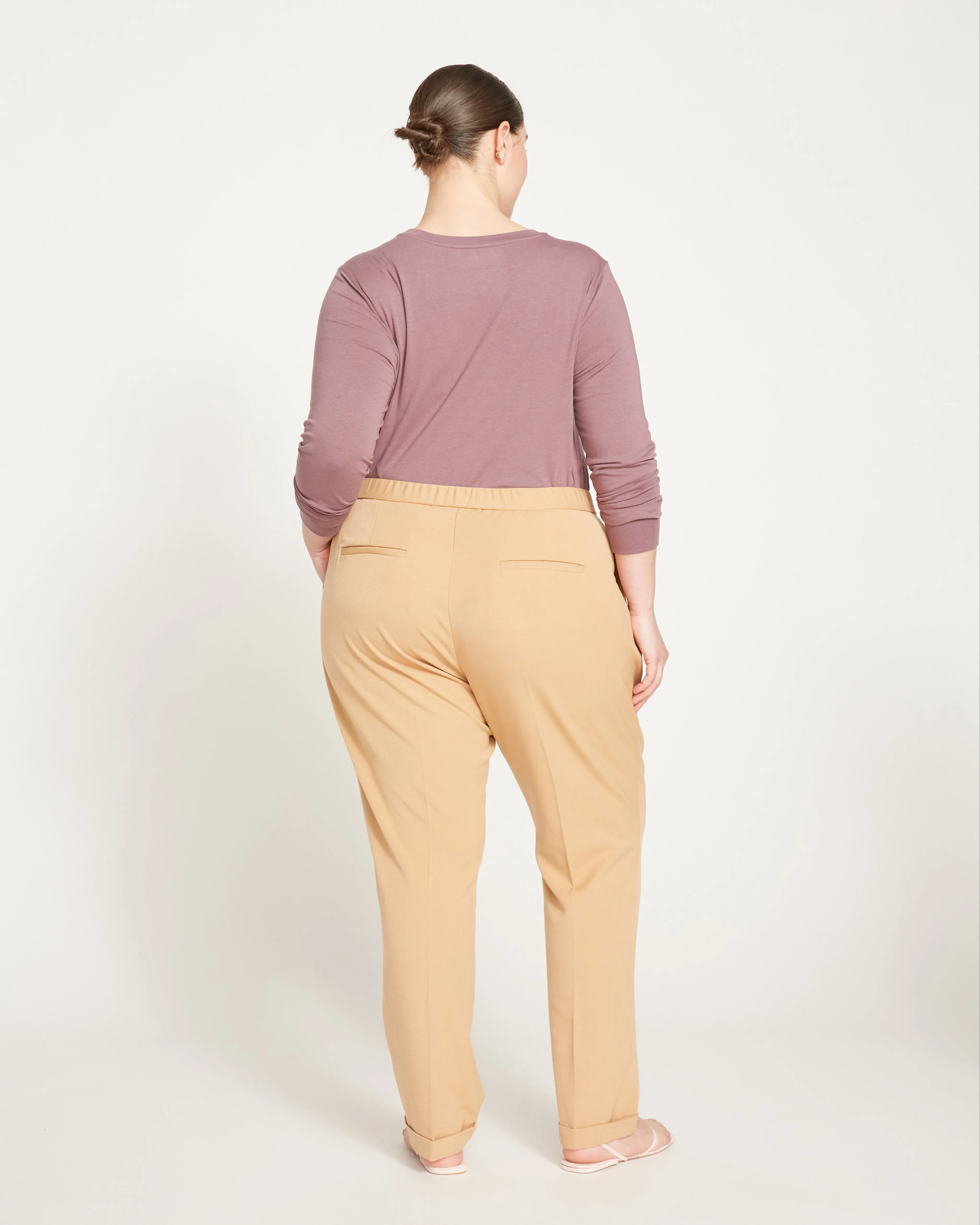 All Day Cuffed Cigarette Pants - Cafe Au Lait