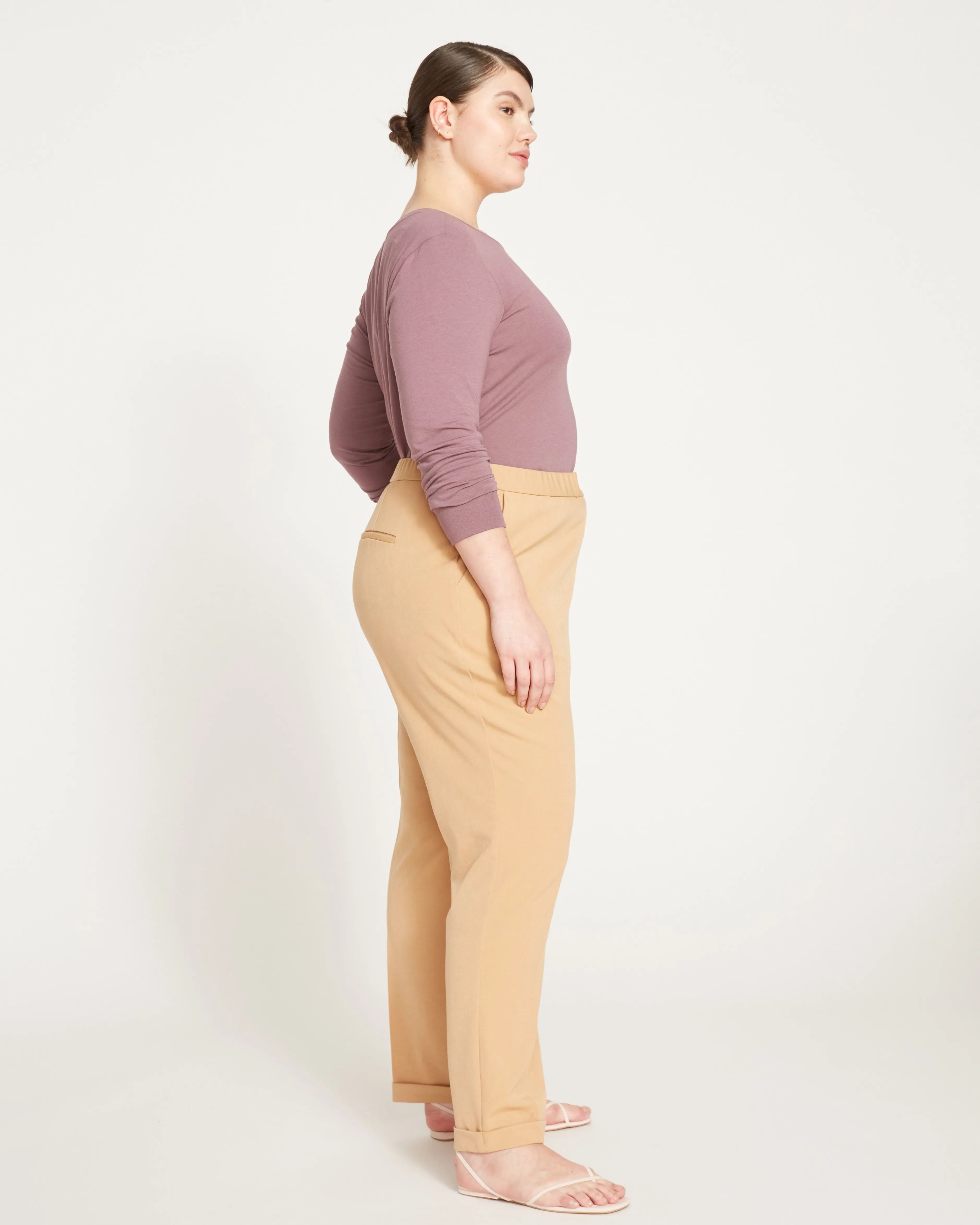 All Day Cuffed Cigarette Pants - Cafe Au Lait