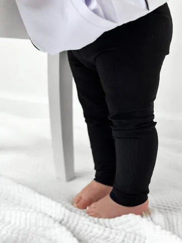 ATHLETIC RIBBED LEGGING - BLACK