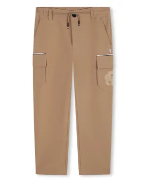 Boys Beige Slim Fit Cargo Pants