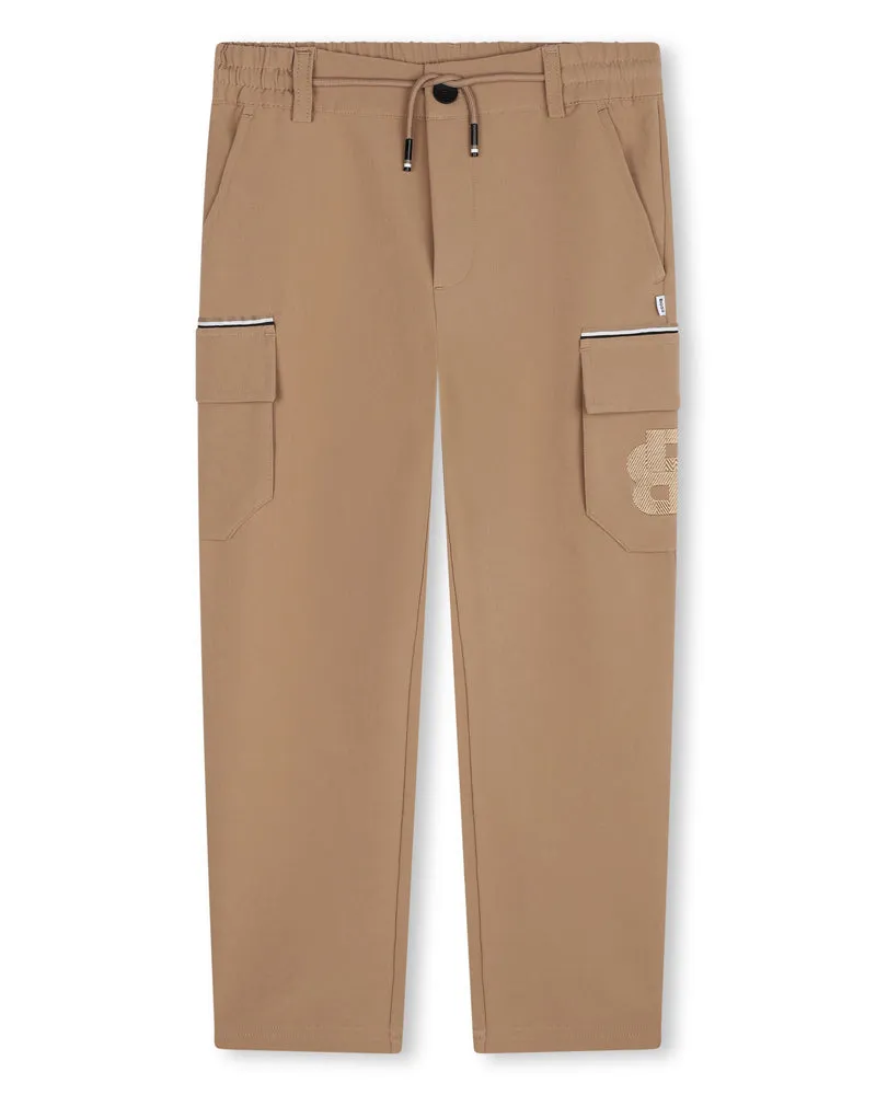 Boys Beige Slim Fit Cargo Pants