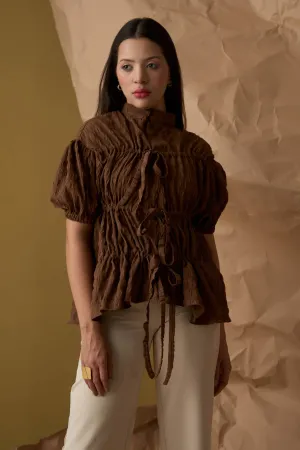 Brown Gathered Top