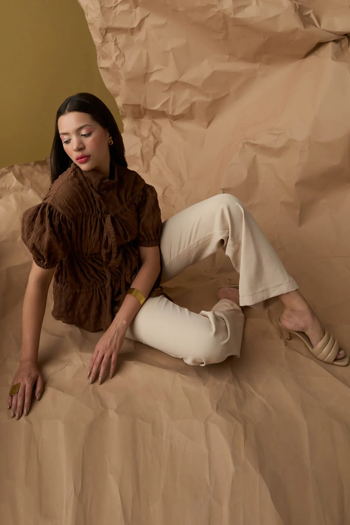 Brown Gathered Top