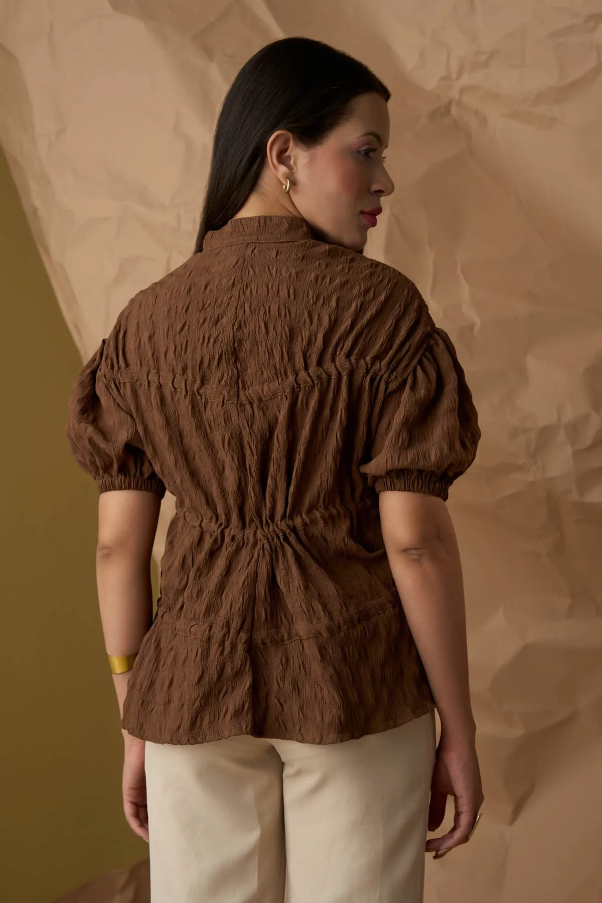 Brown Gathered Top
