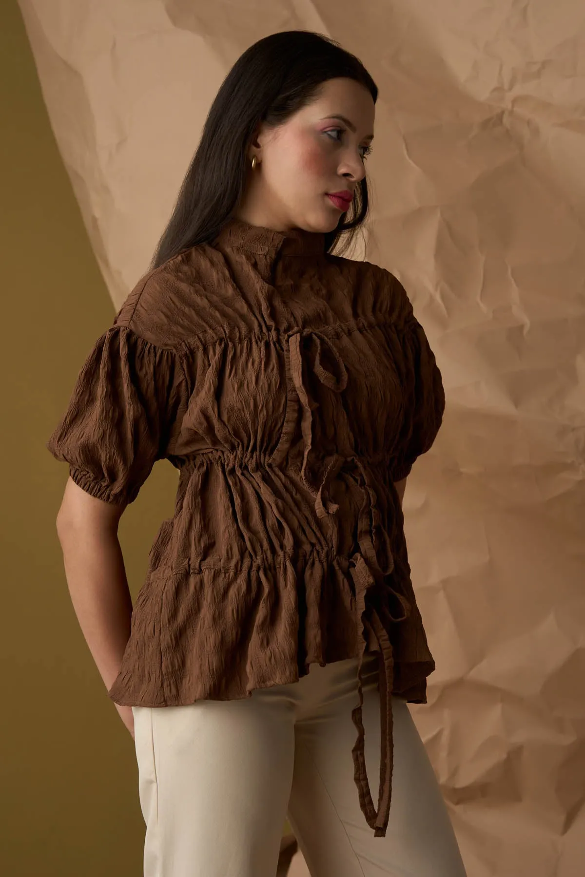 Brown Gathered Top