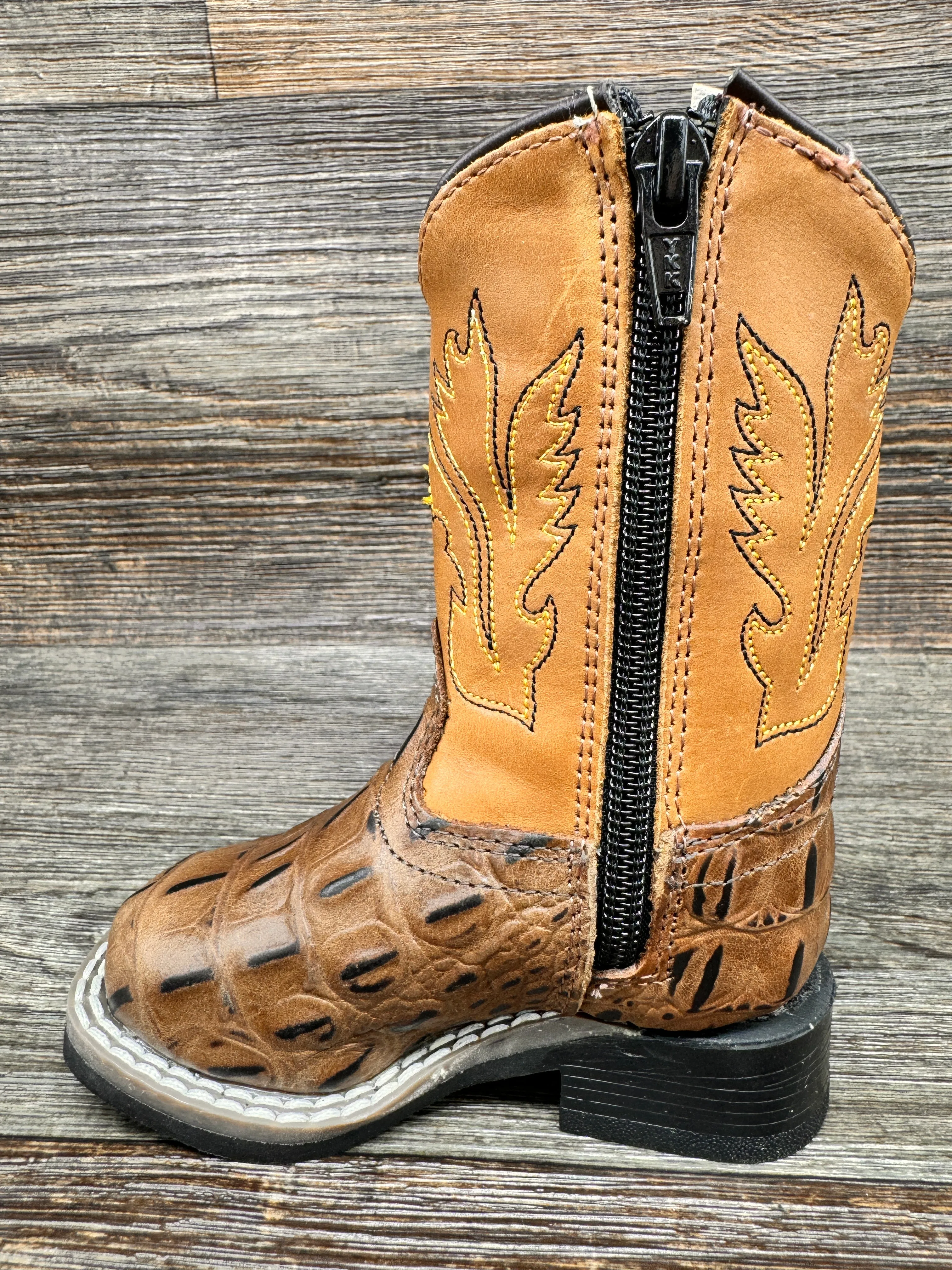 BSI1830 Toddler Alligator Print Square Toe Western Boot by Old West