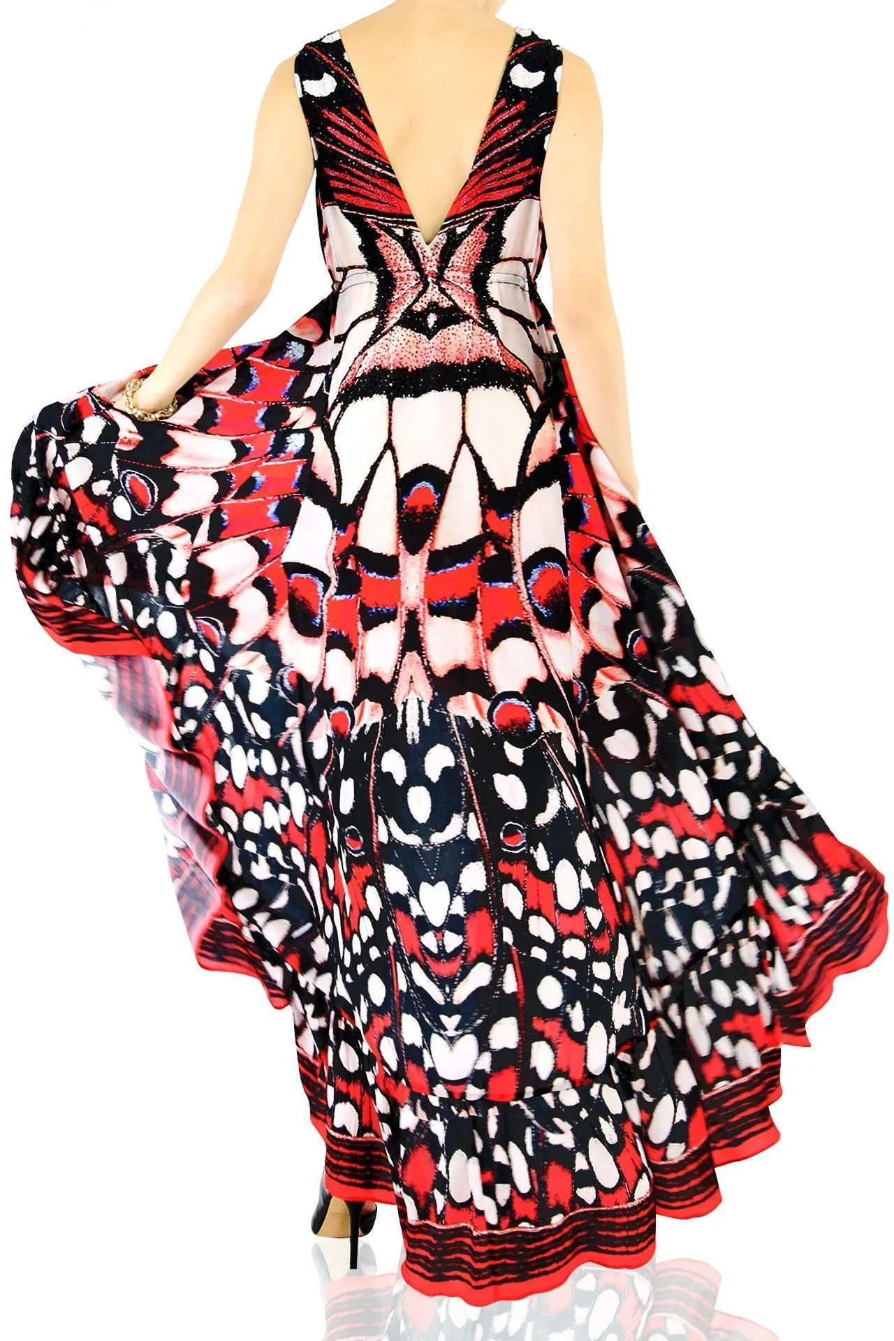 Butterfly Print High Low Maxi Dress