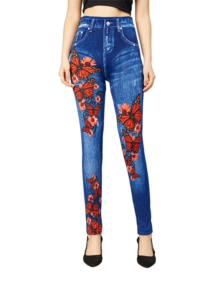 Butterfly Print High Waist Leggings