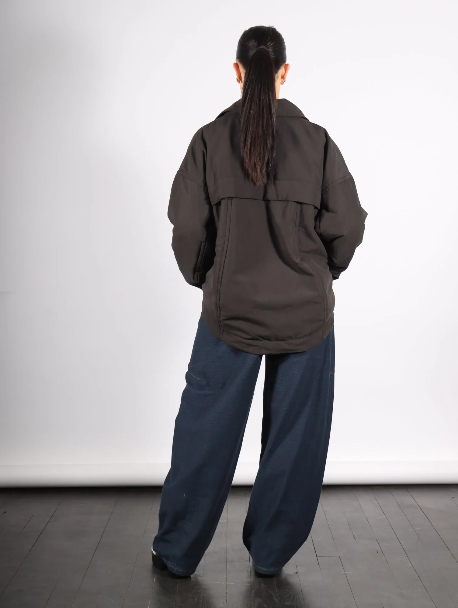 Clyde Padding Shirt Jacket in Black by Tibi
