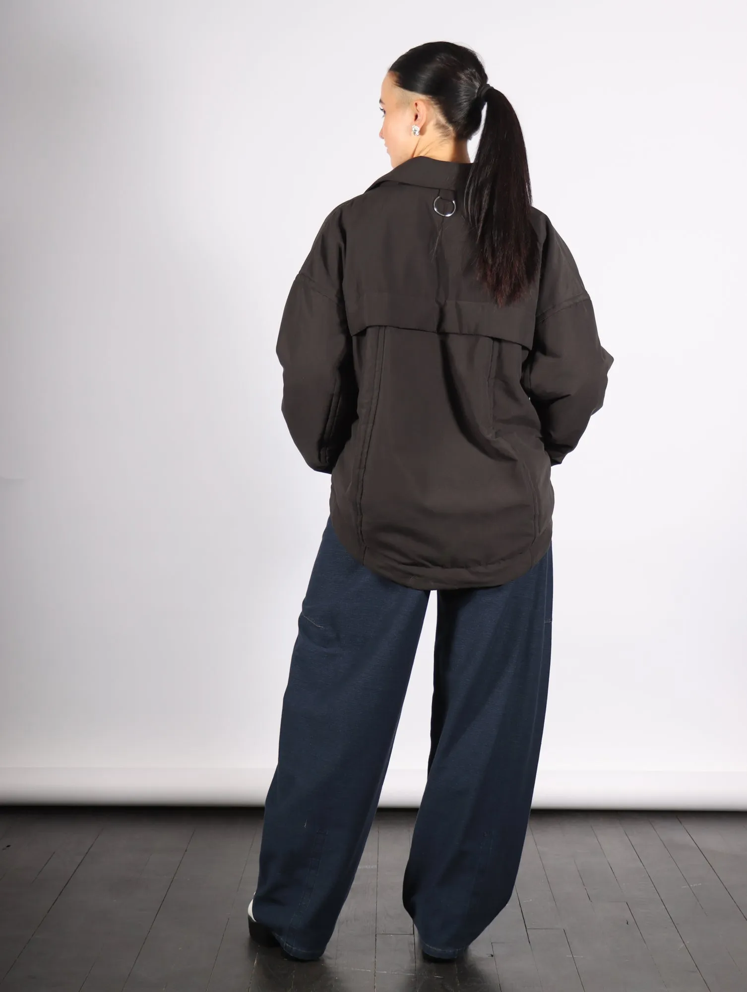 Clyde Padding Shirt Jacket in Black by Tibi