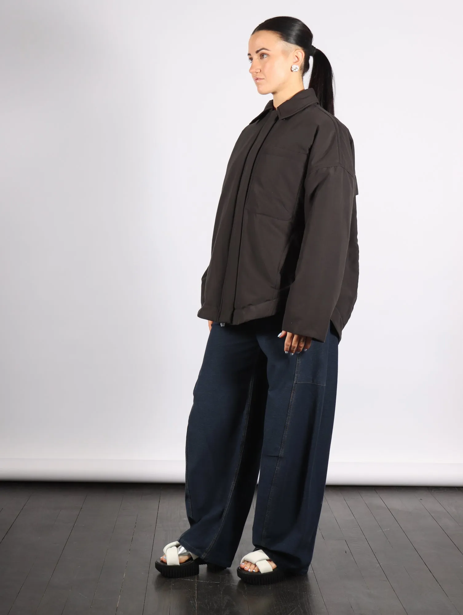 Clyde Padding Shirt Jacket in Black by Tibi