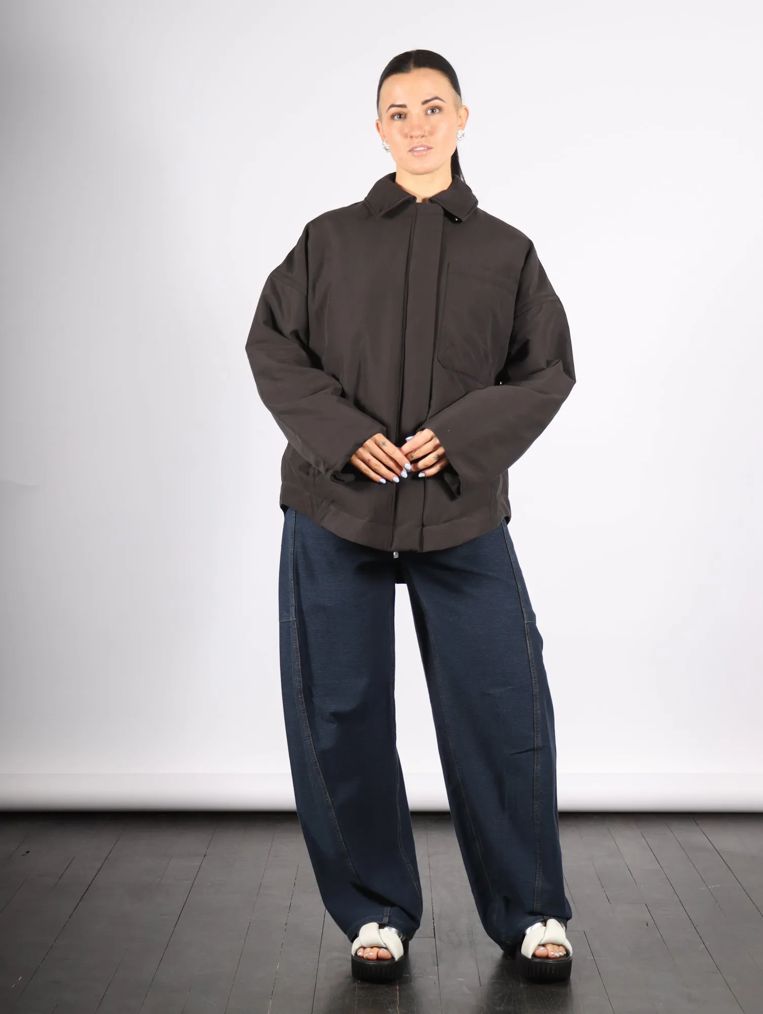 Clyde Padding Shirt Jacket in Black by Tibi