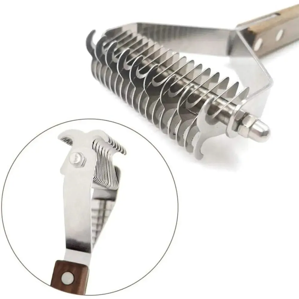Efficient Safe Dog Comb Rakewith Wooden Handle Removes Undercoat Knots