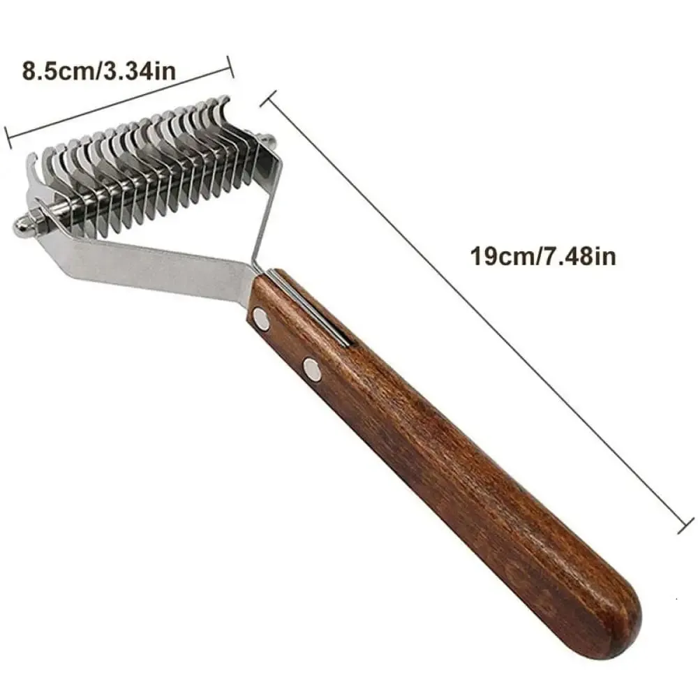 Efficient Safe Dog Comb Rakewith Wooden Handle Removes Undercoat Knots