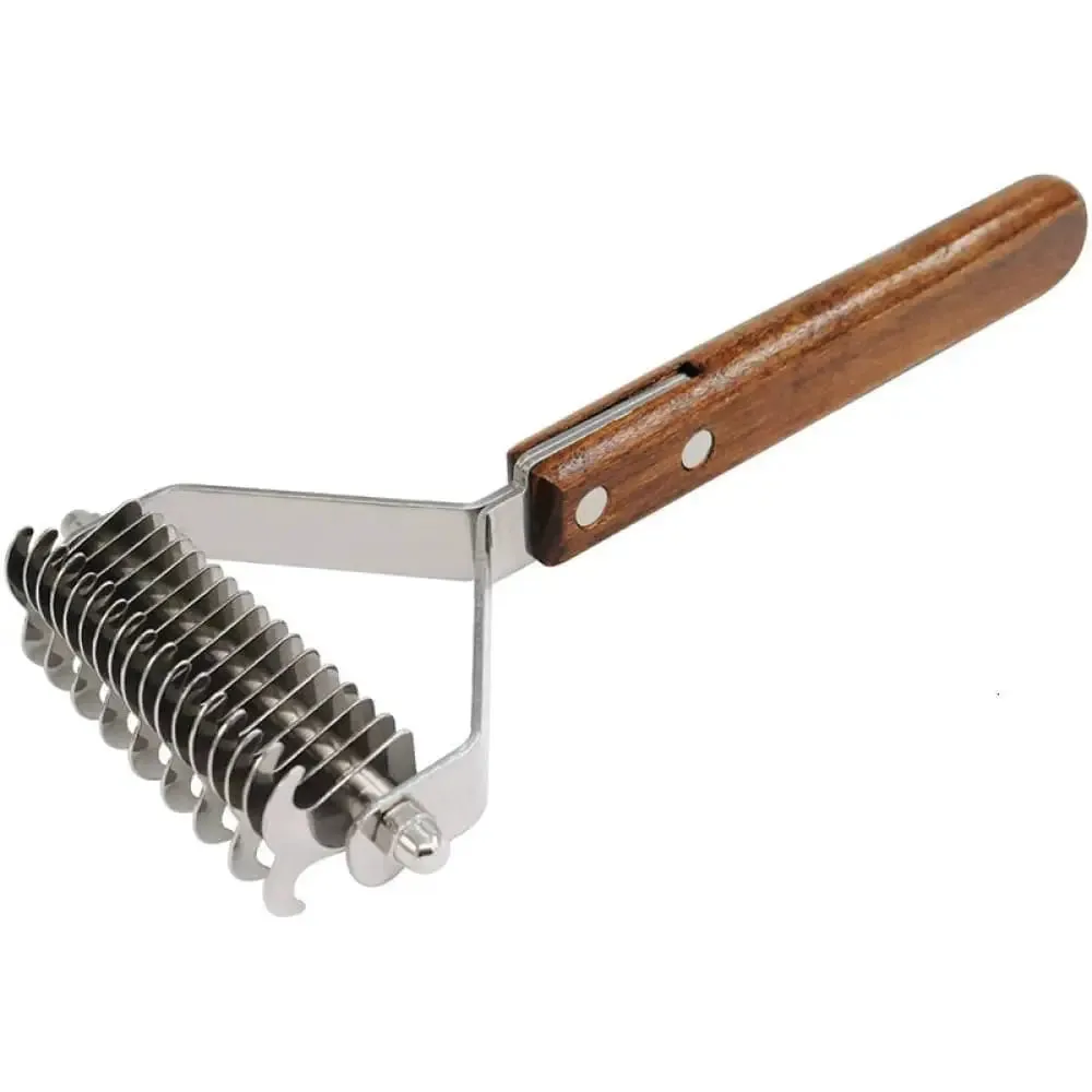 Efficient Safe Dog Comb Rakewith Wooden Handle Removes Undercoat Knots