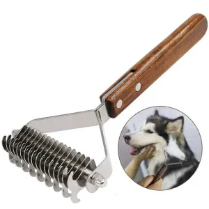 Efficient Safe Dog Comb Rakewith Wooden Handle Removes Undercoat Knots
