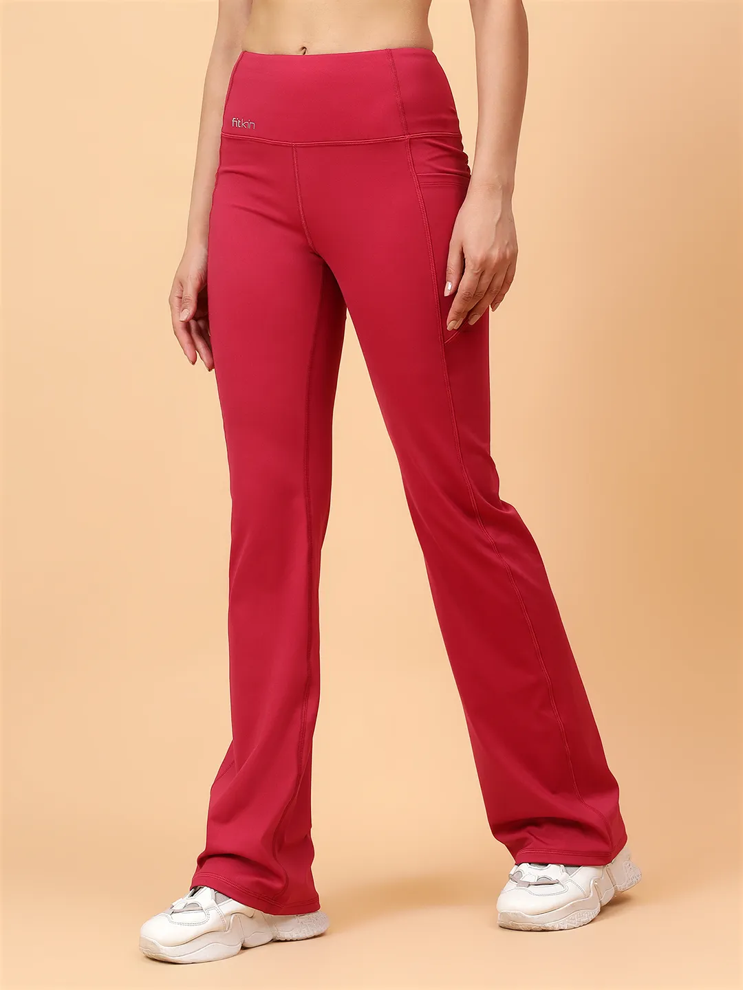 Fitkin Women Magenta All Day Bootcut Active Pants