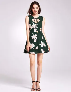 Floral Print Short Fit and Flare Dress