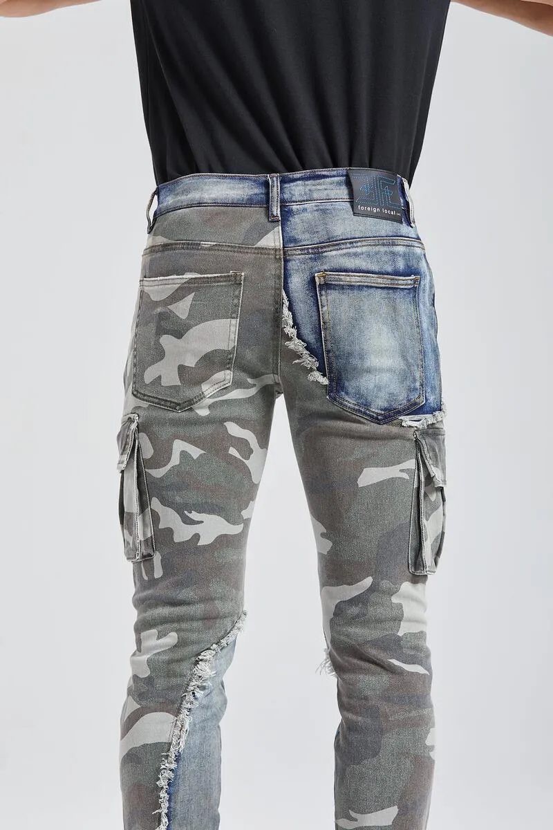 Foreign Local 'Camo'  Cargo Denim (Blue/Camo) FL-2208
