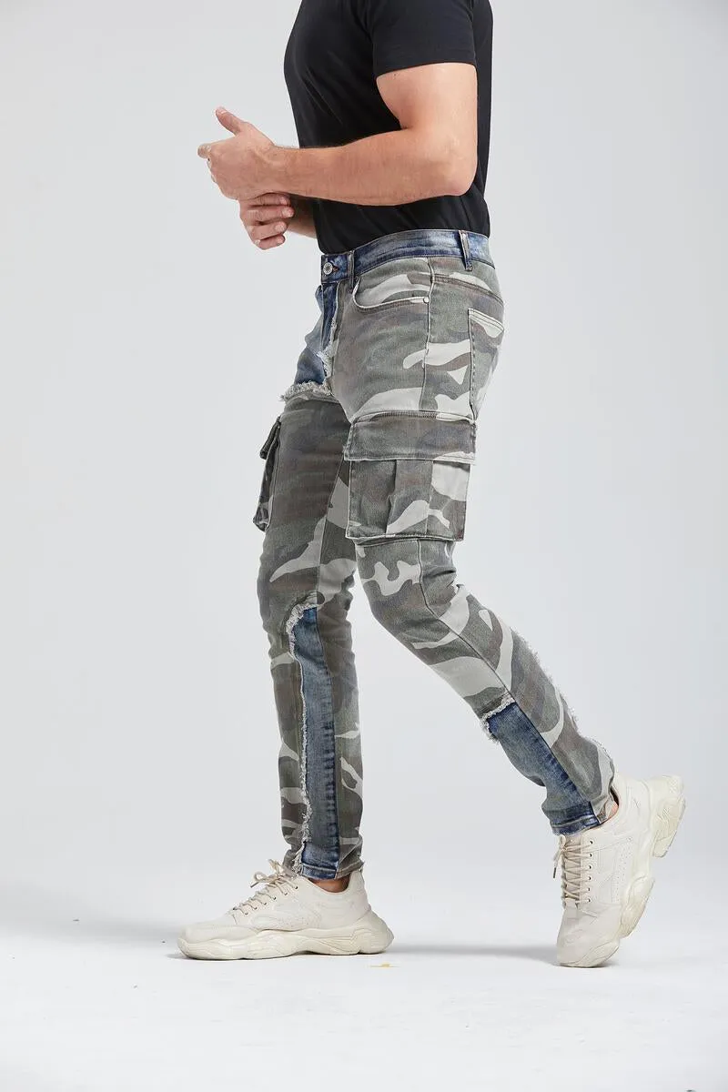Foreign Local 'Camo'  Cargo Denim (Blue/Camo) FL-2208
