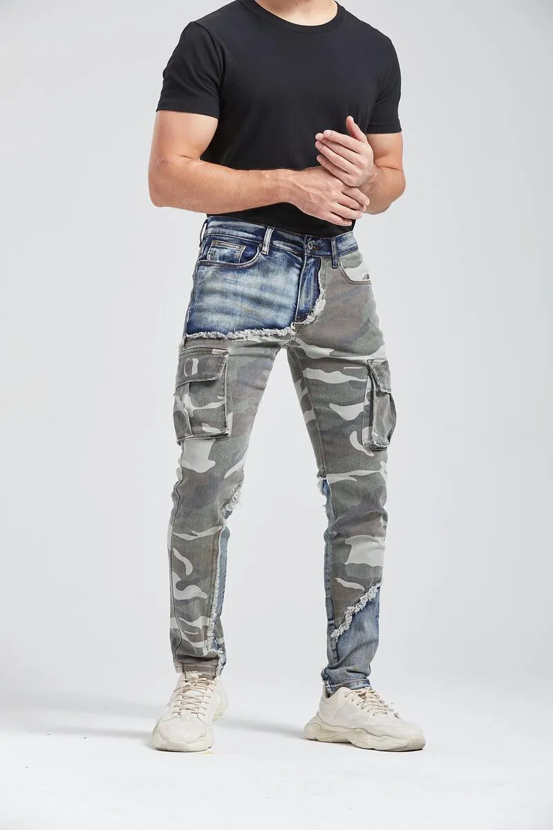 Foreign Local 'Camo'  Cargo Denim (Blue/Camo) FL-2208