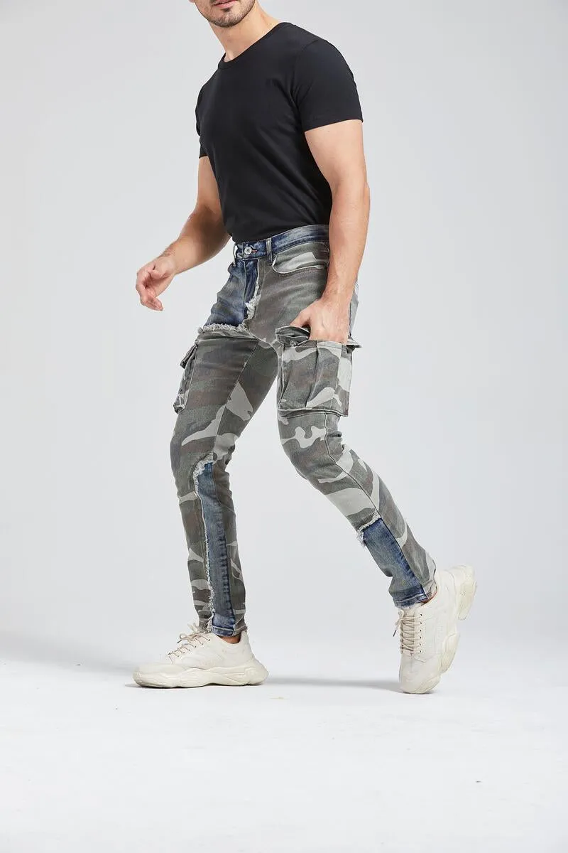 Foreign Local 'Camo'  Cargo Denim (Blue/Camo) FL-2208