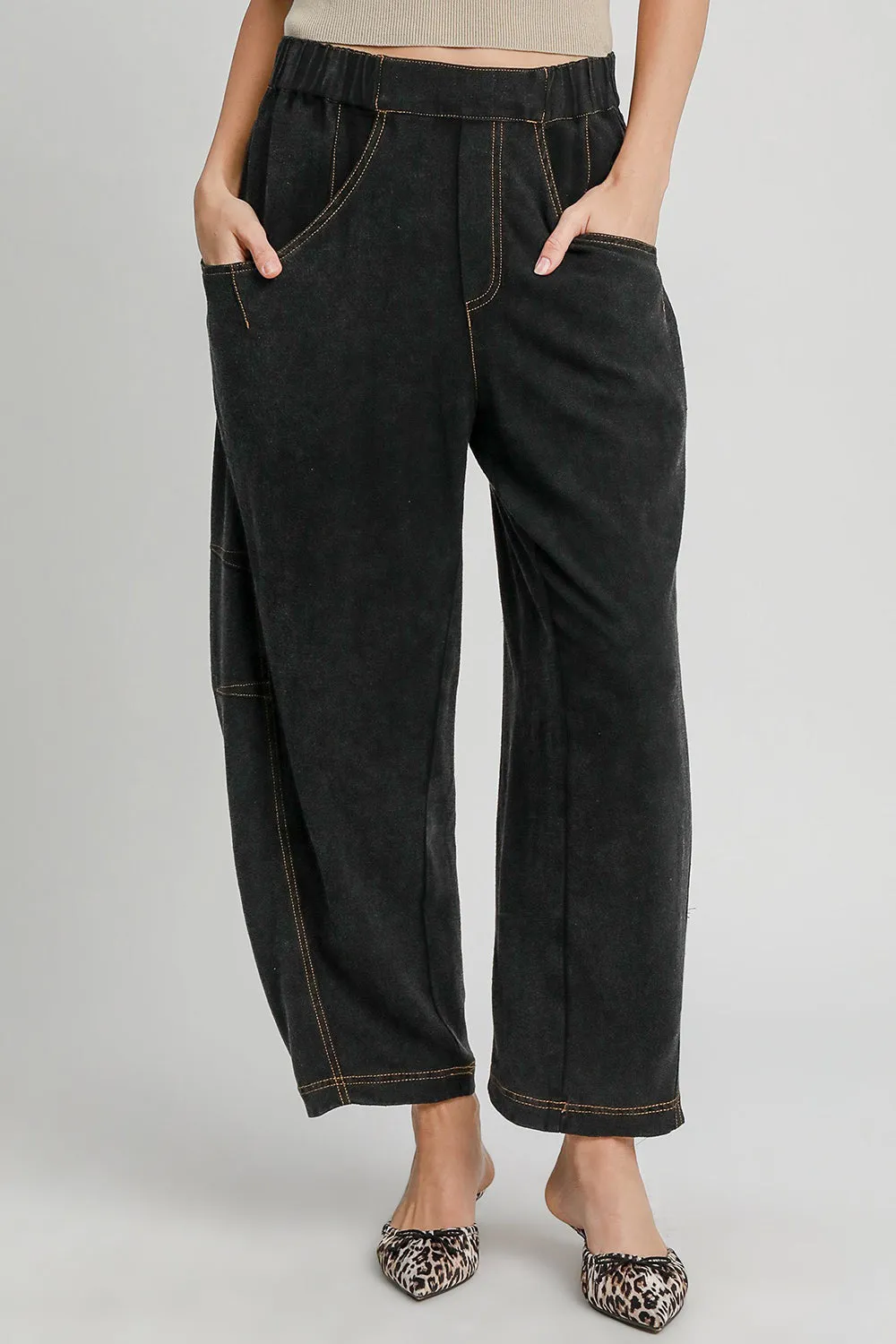 Gemma Elastic Waist Baggy Fit Pants with Pockets