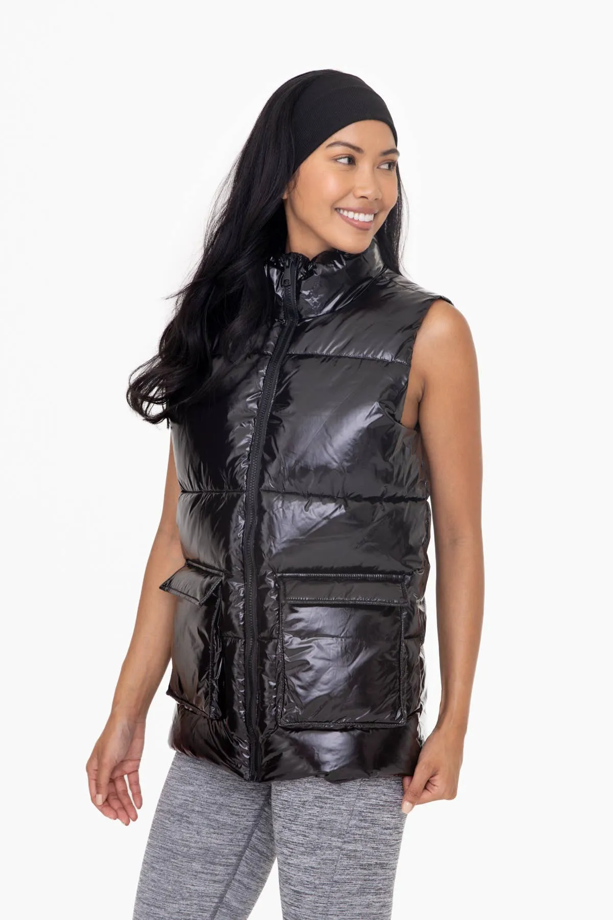 Glossy Faux Patent Leather Longline Vest