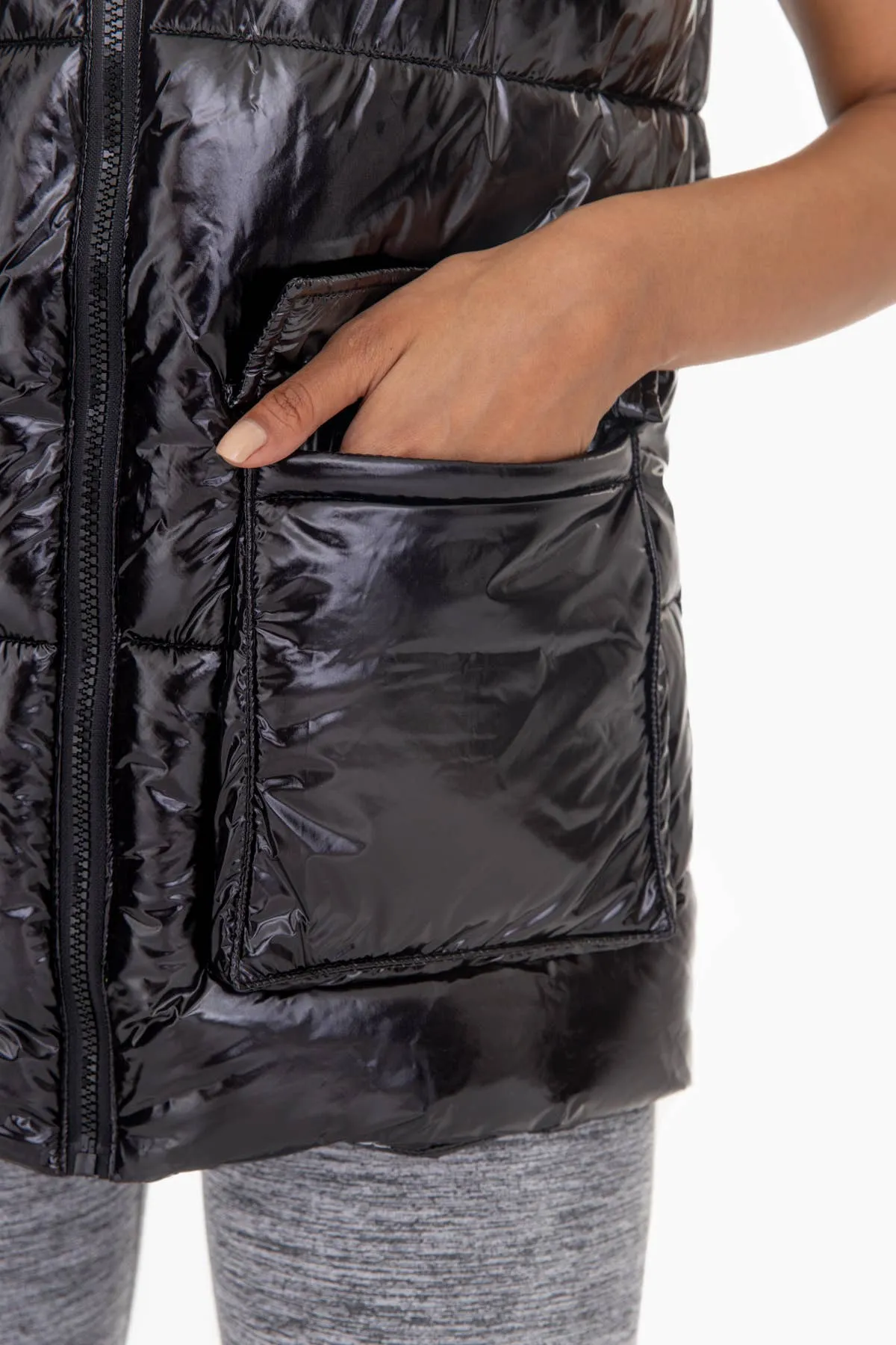 Glossy Faux Patent Leather Longline Vest