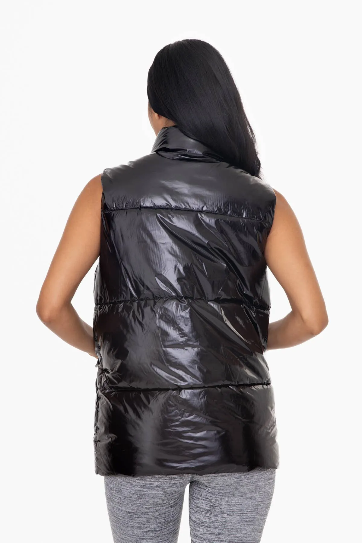 Glossy Faux Patent Leather Longline Vest