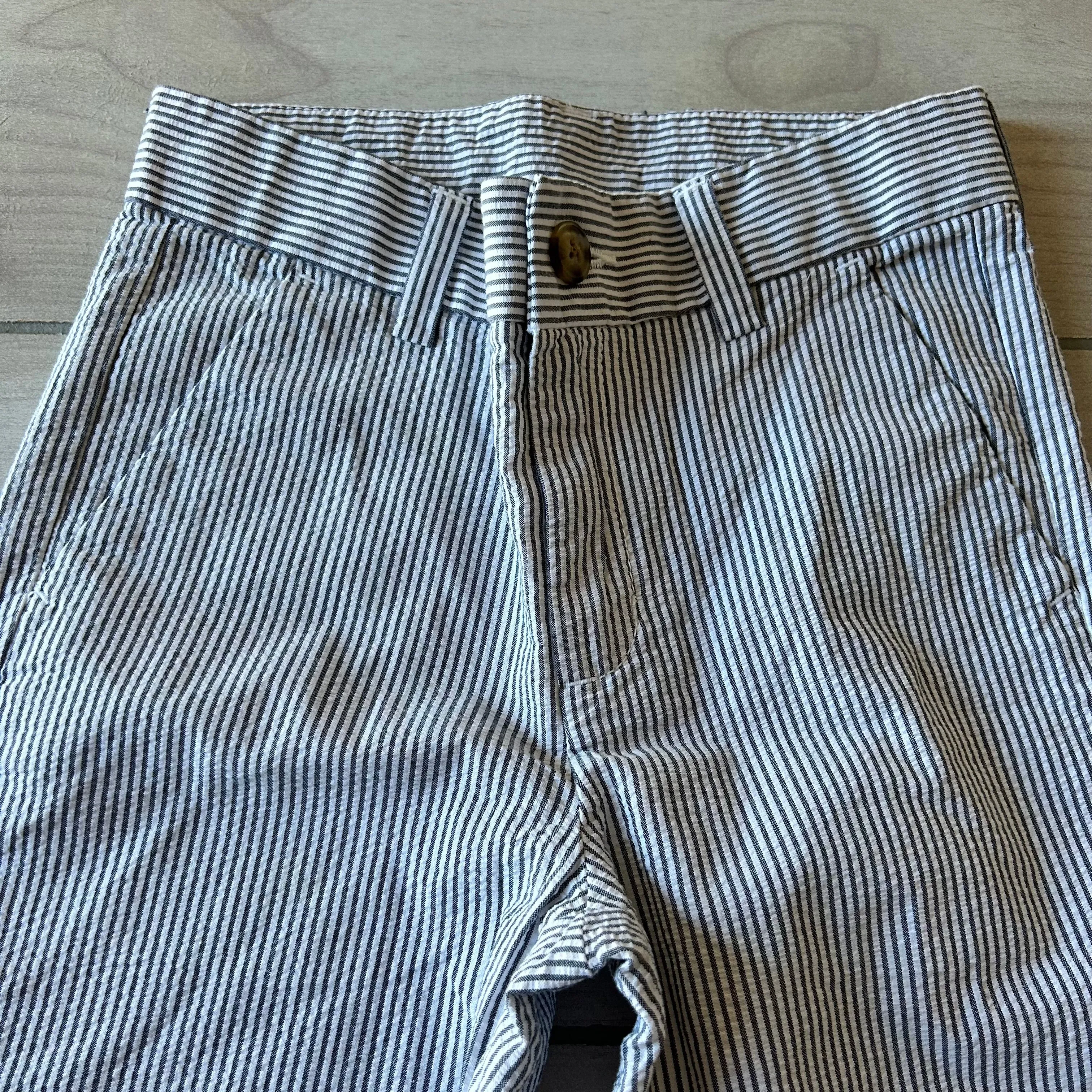 Gymboree Gray Seersucker Ticking Interior Adjustable Waist Button Tab Pants