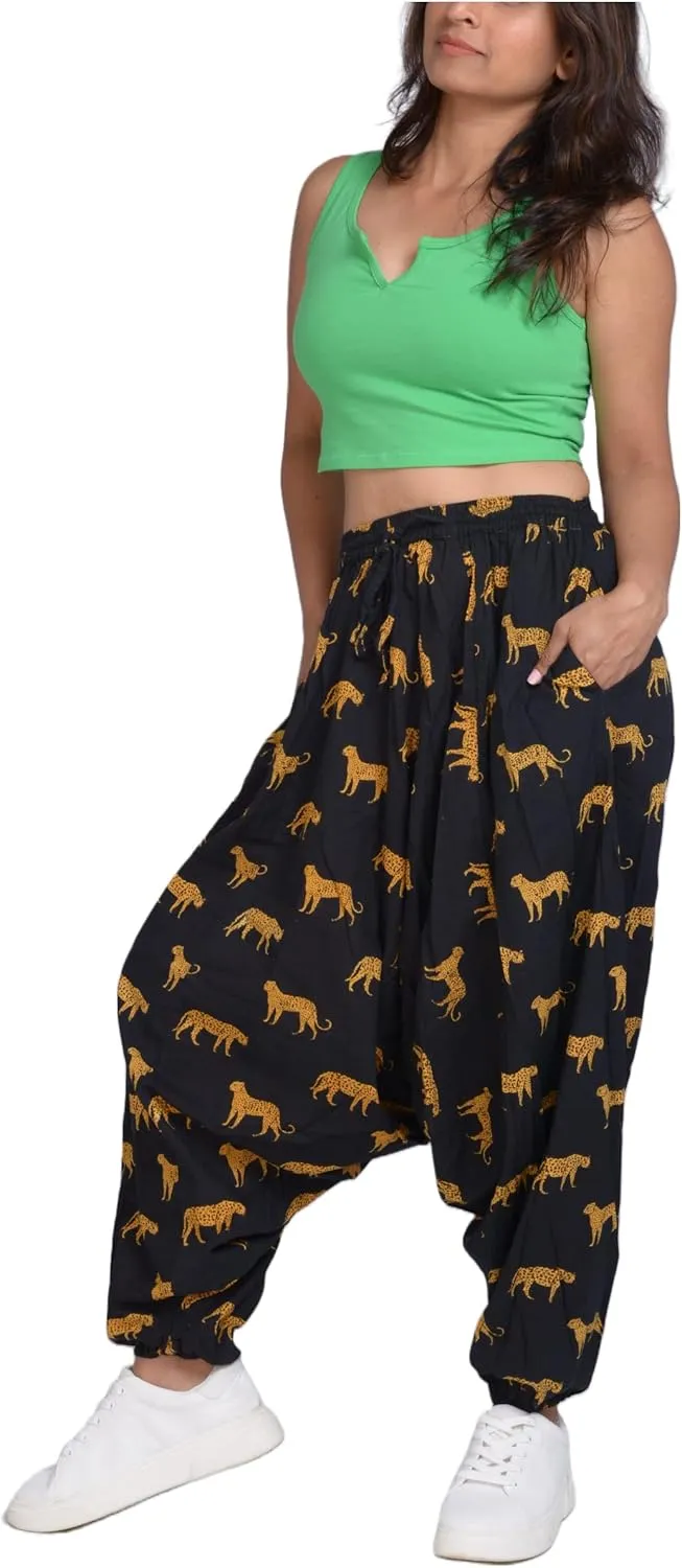 Harem Pants 100% Cotton, Bohemian Yoga Boho Hippie Pants