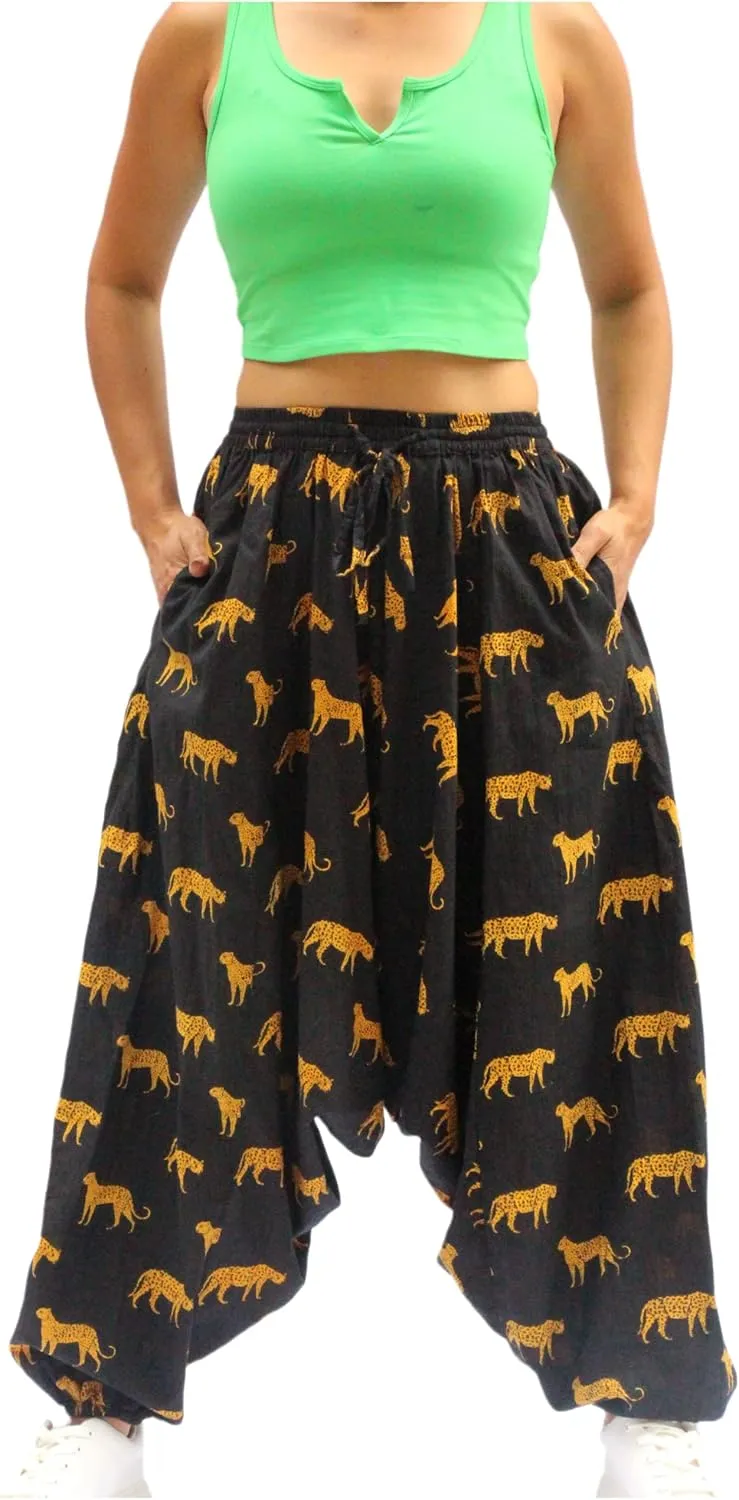 Harem Pants 100% Cotton, Bohemian Yoga Boho Hippie Pants