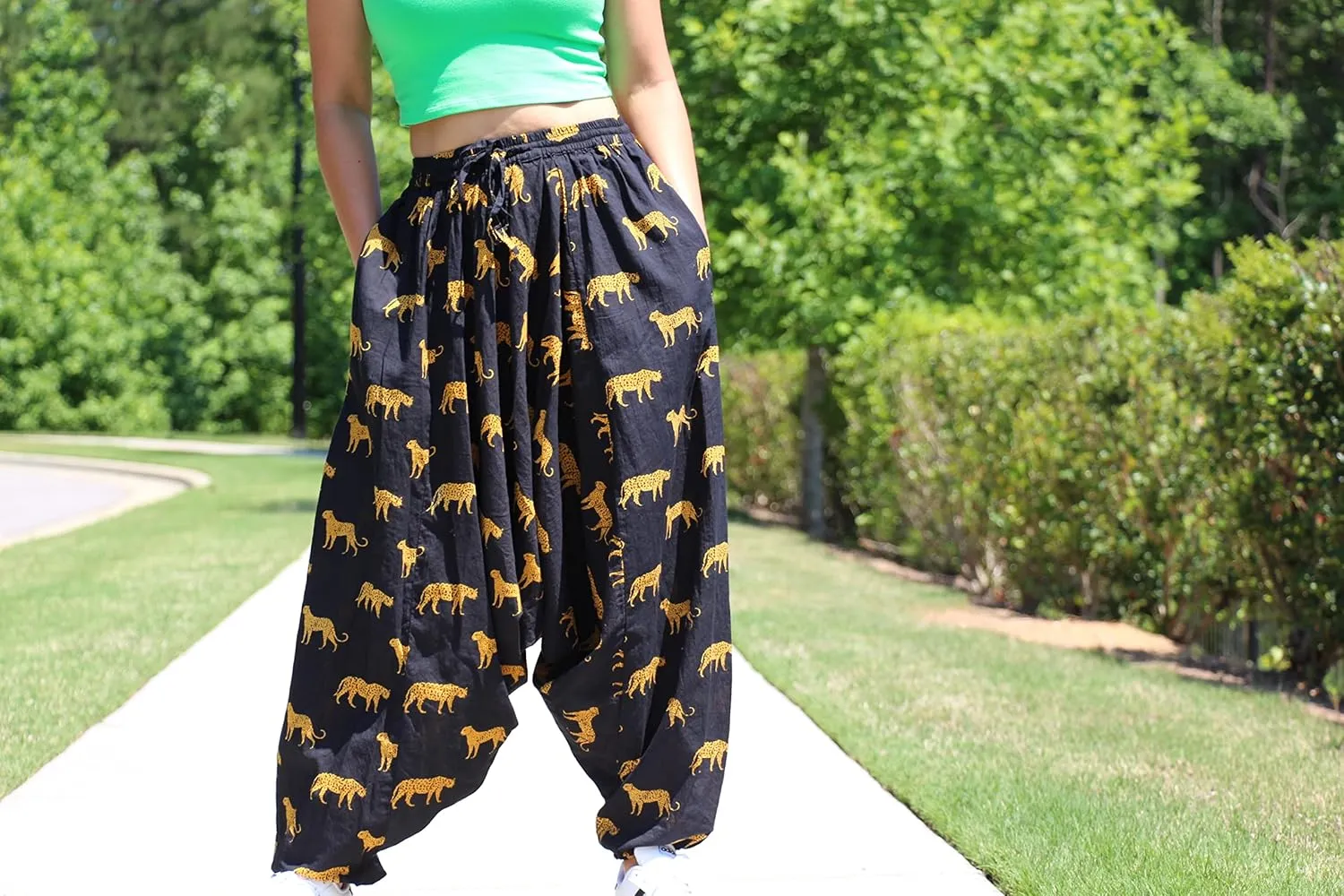 Harem Pants 100% Cotton, Bohemian Yoga Boho Hippie Pants