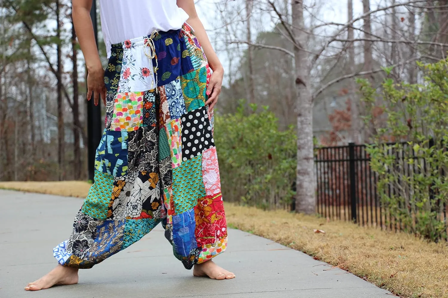 Harem Pants 100% Cotton, Bohemian Yoga Boho Hippie Pants