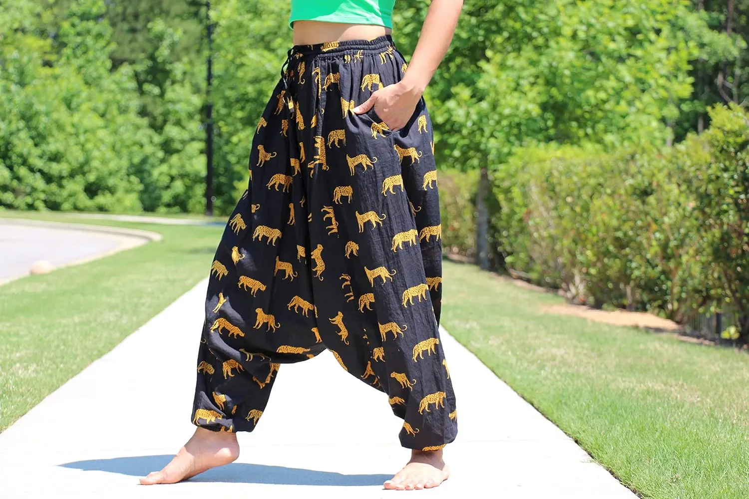 Harem Pants 100% Cotton, Bohemian Yoga Boho Hippie Pants