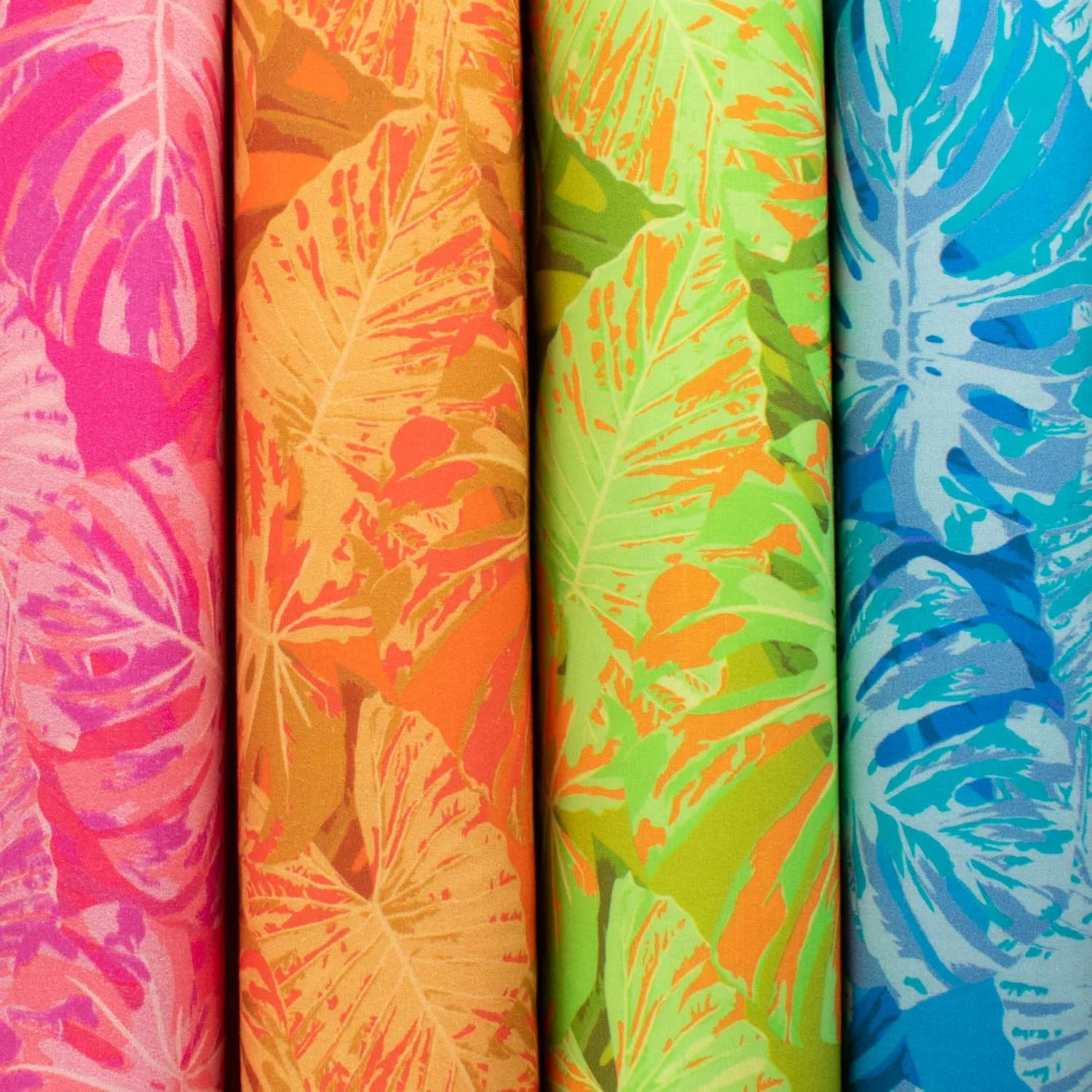 Hawaii Style Collection #08 Yellow Banana Leaves on Orange Cotton Prints