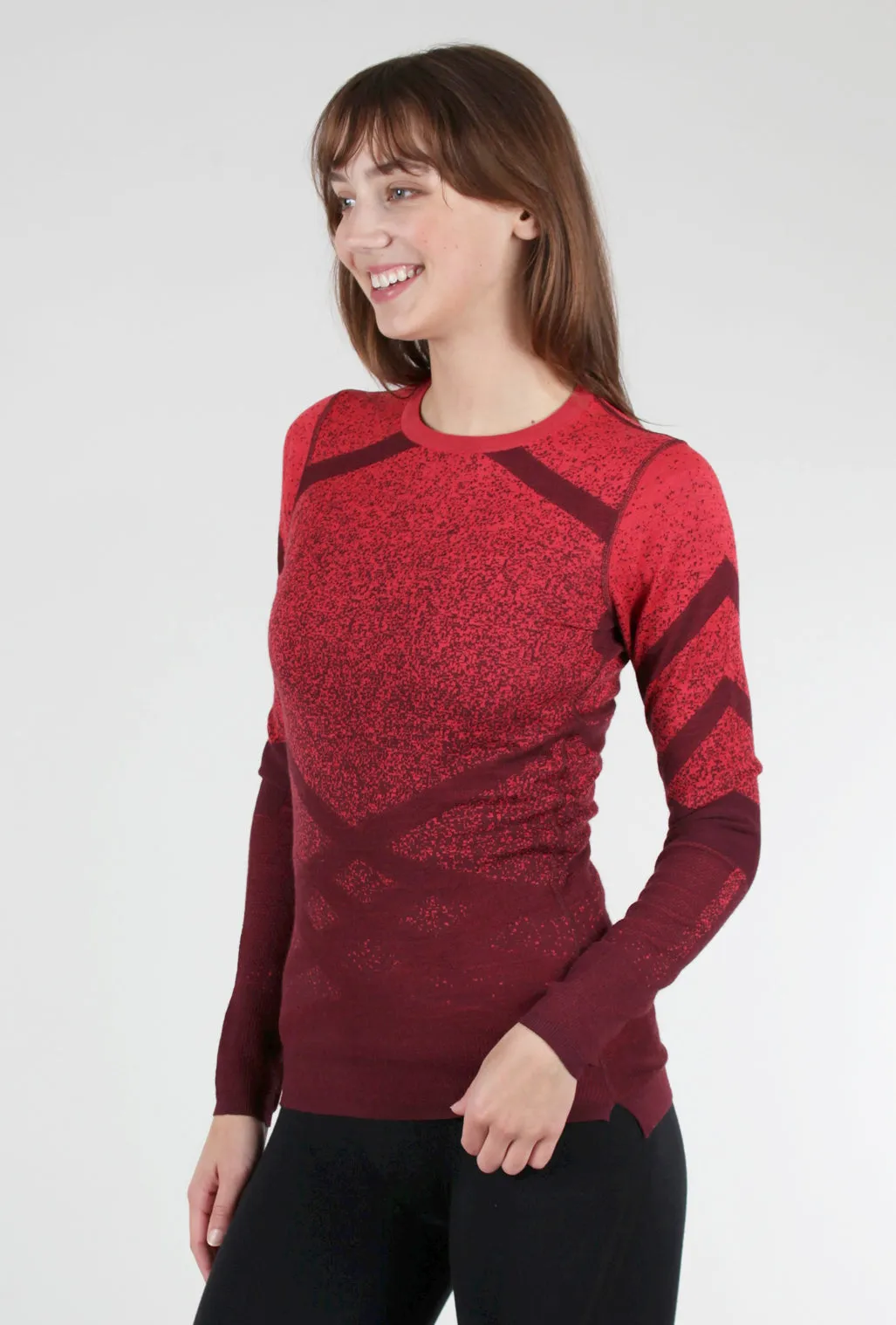 Intraknit Thermal Pattern Crew, Black Cherry/ Scarlet