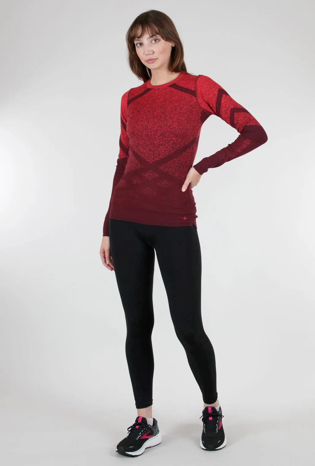 Intraknit Thermal Pattern Crew, Black Cherry/ Scarlet