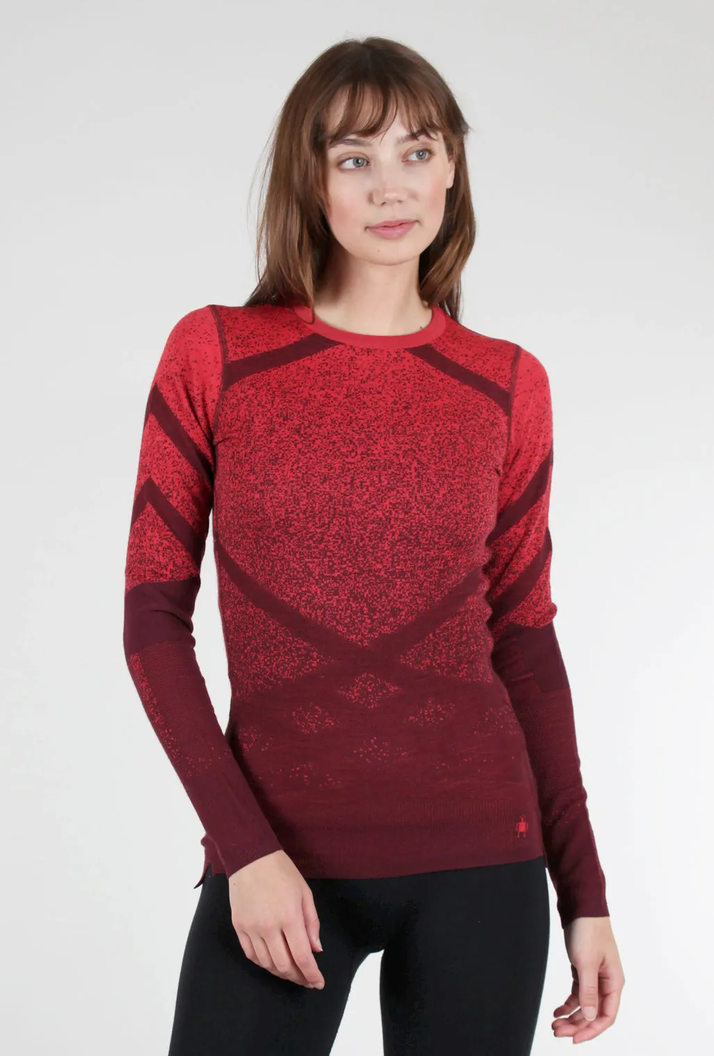 Intraknit Thermal Pattern Crew, Black Cherry/ Scarlet