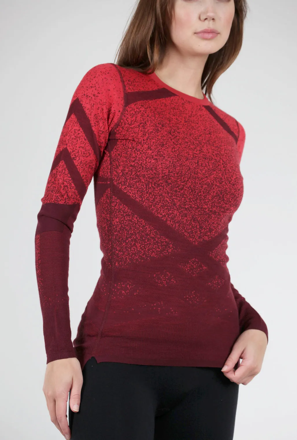 Intraknit Thermal Pattern Crew, Black Cherry/ Scarlet