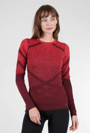 Intraknit Thermal Pattern Crew, Black Cherry/ Scarlet